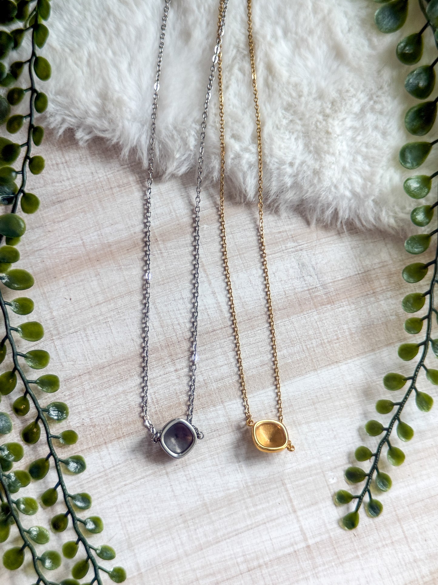 Cushion Square Stainless Steel Necklace