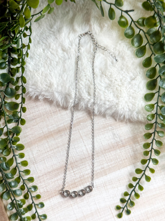 4 Stone Stainless Steel Necklace