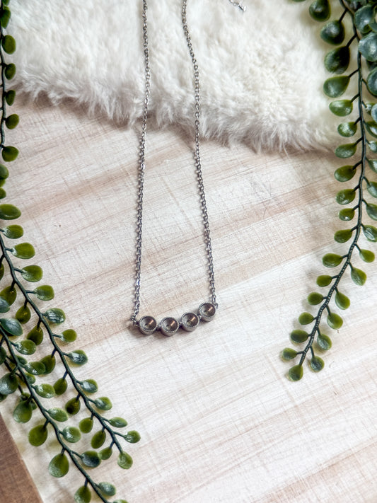 4 Stone Stainless Steel Necklace