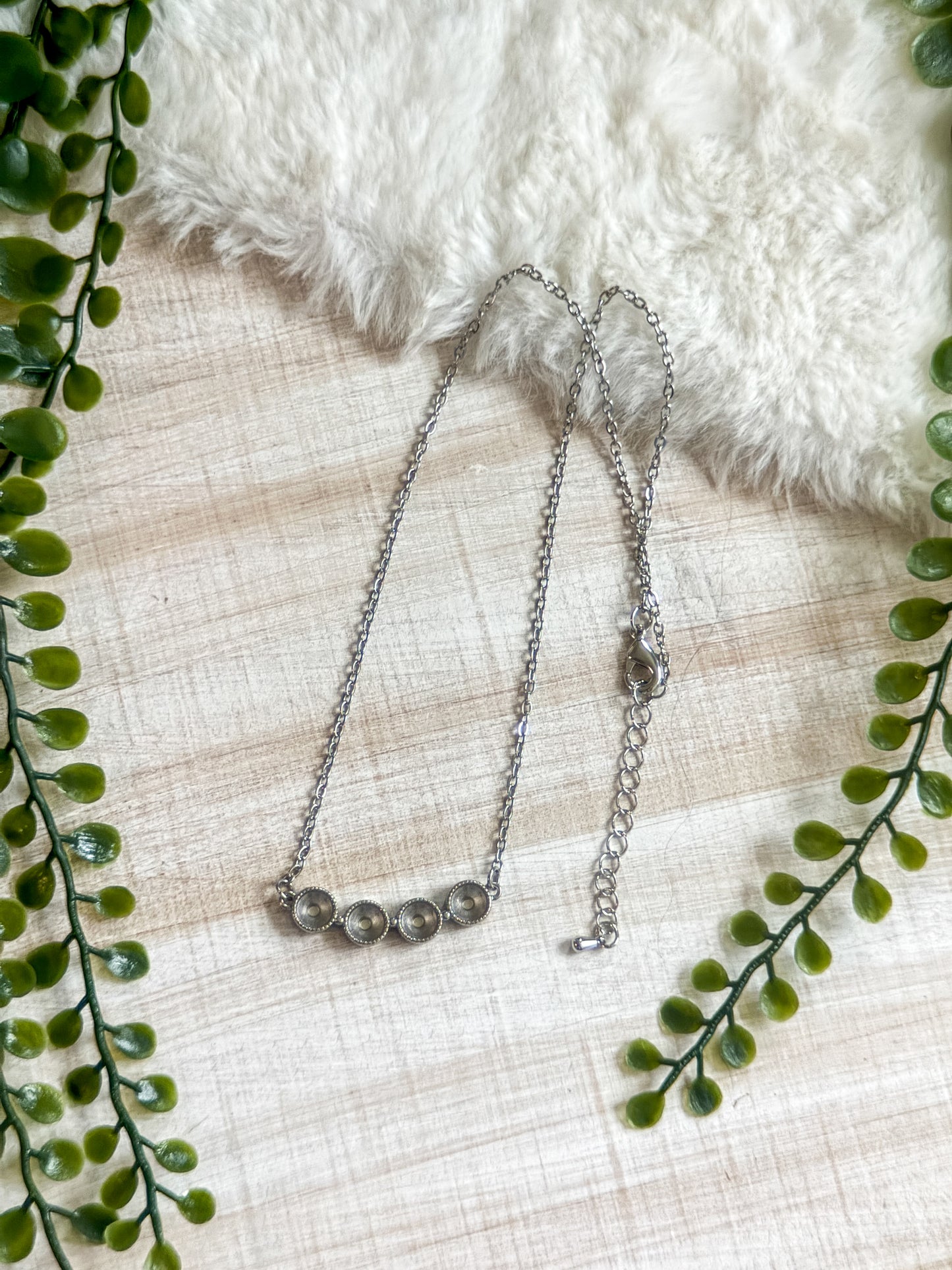4 Stone Stainless Steel Necklace